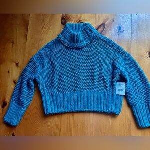 Free People Teal Chunky Turtleneck Women Sweater